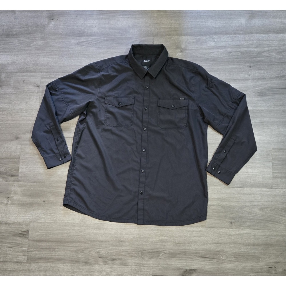 5.11 Tactical Shirt Men's 2XL Black Marksman Long Sleeve Button Up 50+ UPF EUC